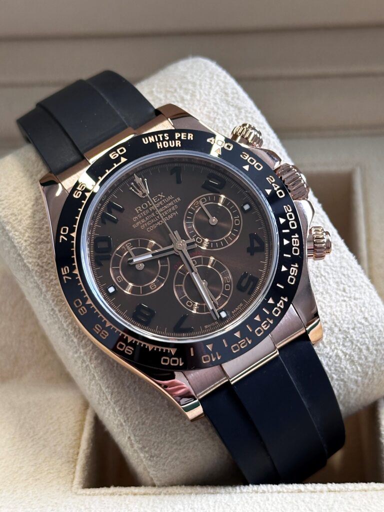 Rose Gold Rolex Daytona Chocolate Arabic Oysterflex Reference 116515LN