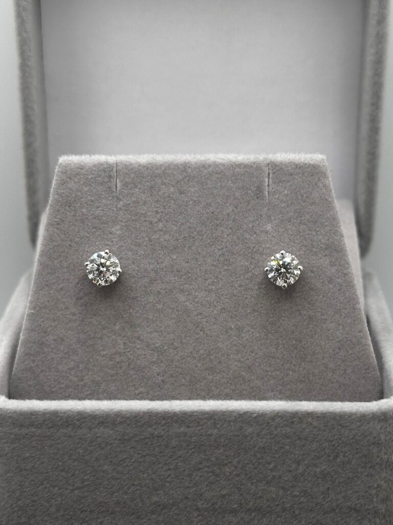 1.38ct lab grown diamond stud earrings in 9K white gold