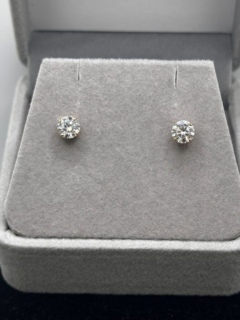 1.47ct lab grown diamond stud earrings in 9K yellow gold