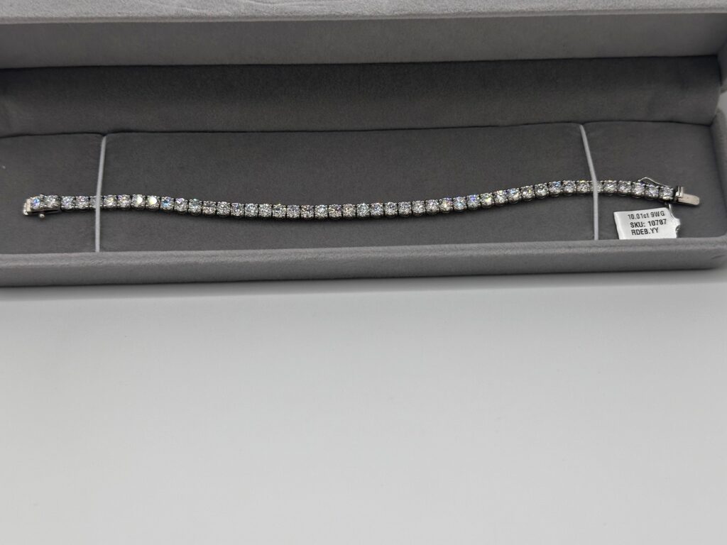 Lab grown diamond tennis bracelet 10.01ct in 9ct white gold