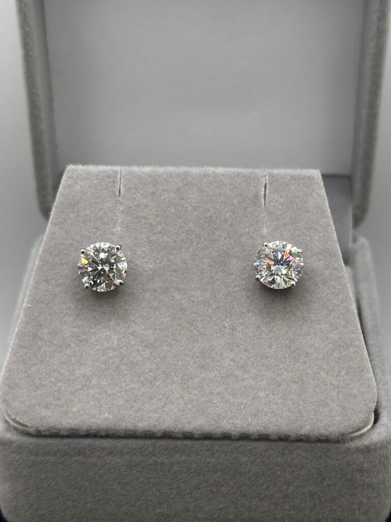 4.16ct lab grown diamond stud earrings in 18K white gold