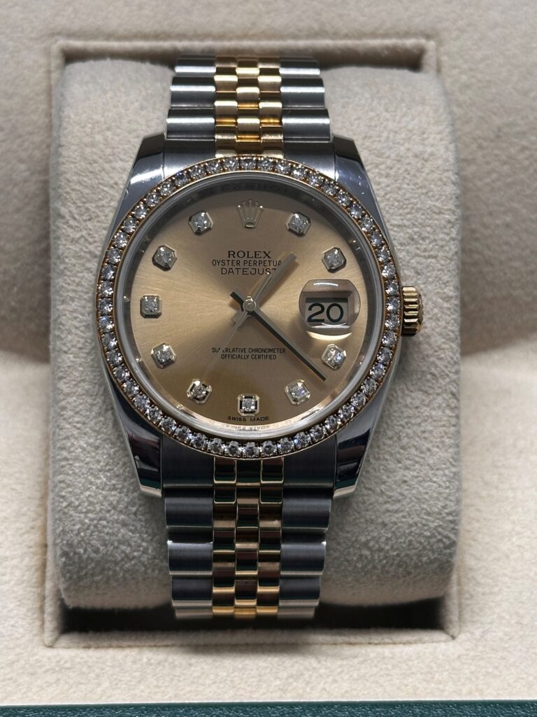 Datejust Front view Gold Dial in box