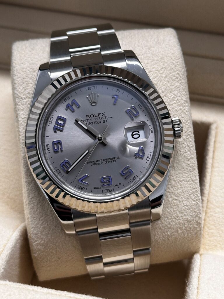 Rolex Datejust II 116334 Silver Arabic Dial 2012 front view
