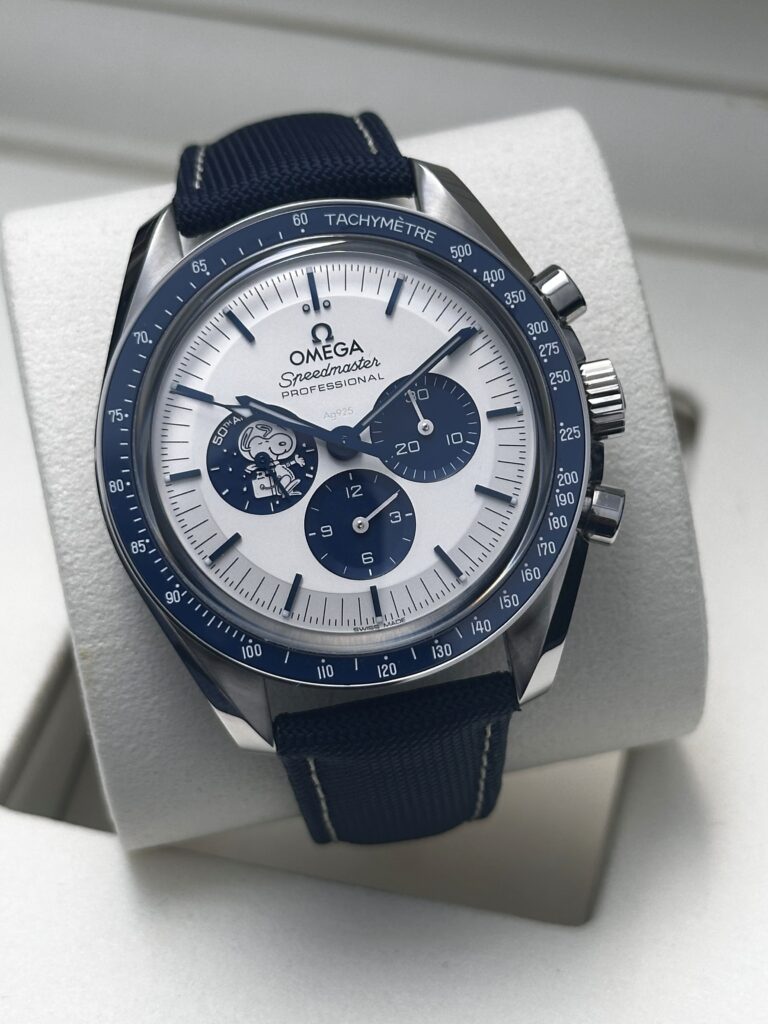 Front View of Omega Speedmaster Snoopy Edition available to Buy