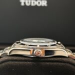 Tudor Black Bay Blue dial close up of crown