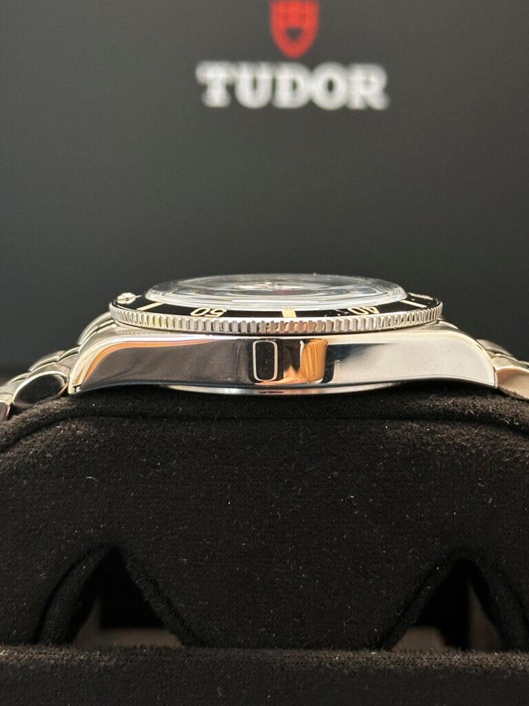 Tudor Black Bay Blue dial close up side view