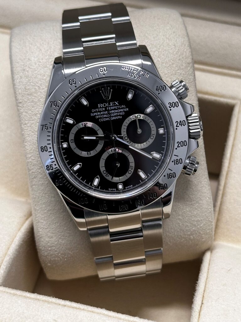 Rolex Daytona black dial close up