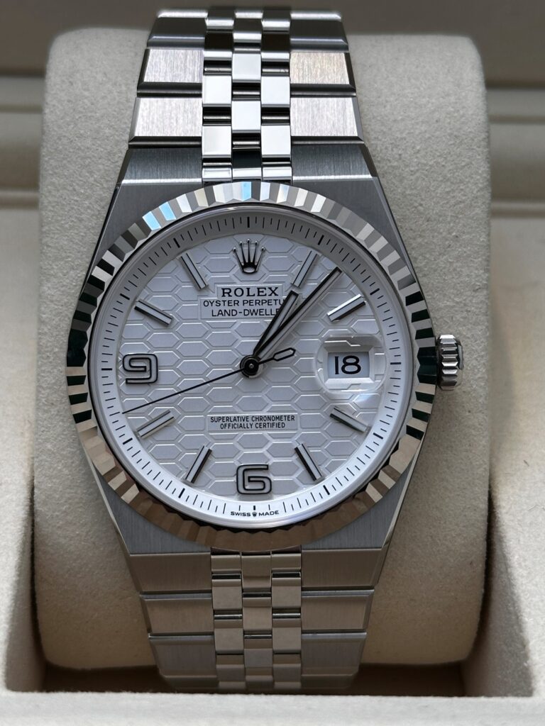 Rolex Land Dweller fluted bezel steel watch 127334