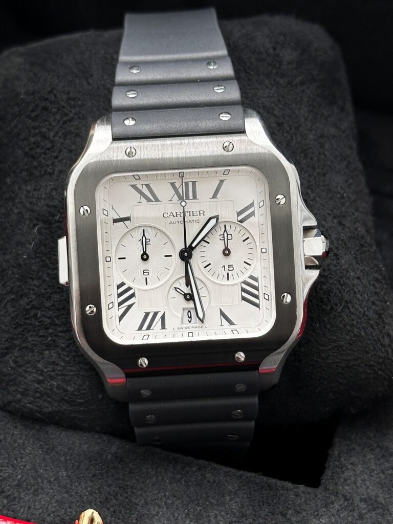 Cartier Santos de Cartier white dial close up
