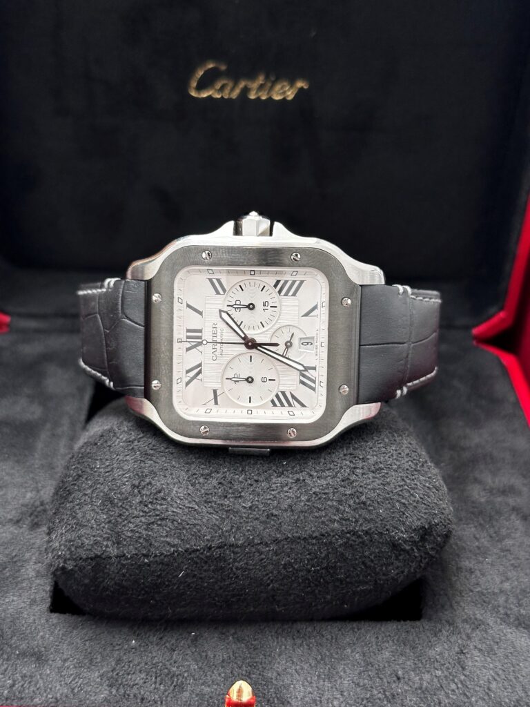 Cartier Santos de Cartier side view on cushion