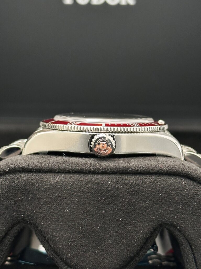 Tudor Black Bay 58 crown and case side stainless steel