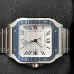 Cartier Santos silver dial automatic watch WSSA0047