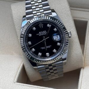 Rolex Datejust 41 black diamond dial front view