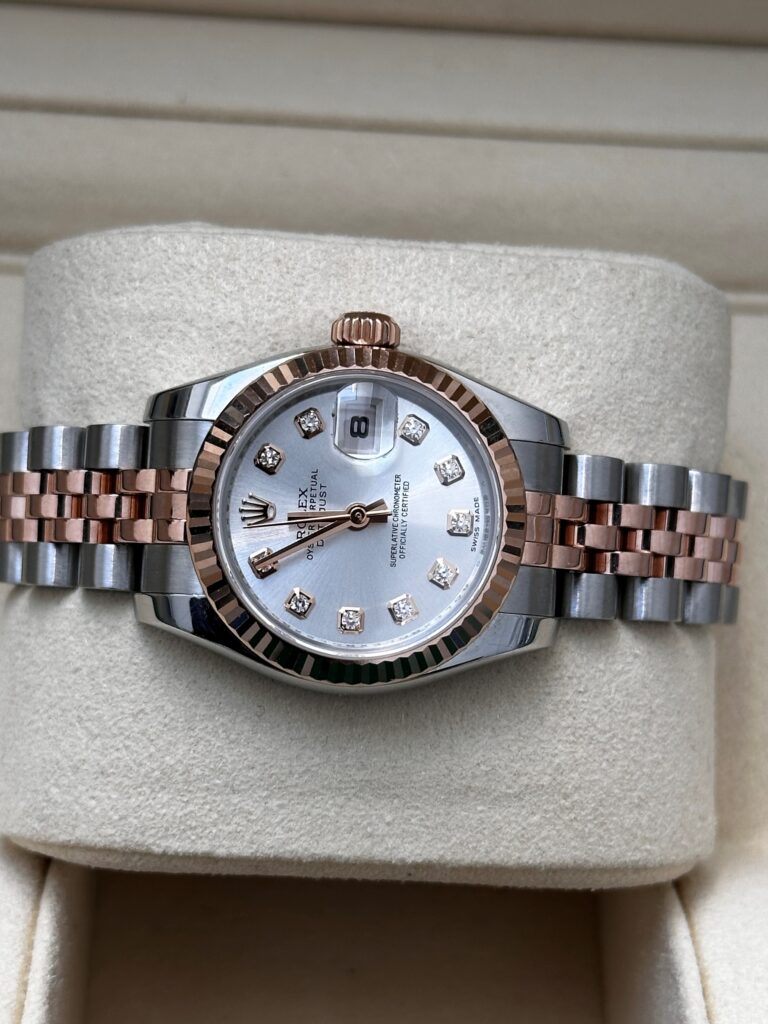 Rolex Datejust 26 silver dial diamond markers