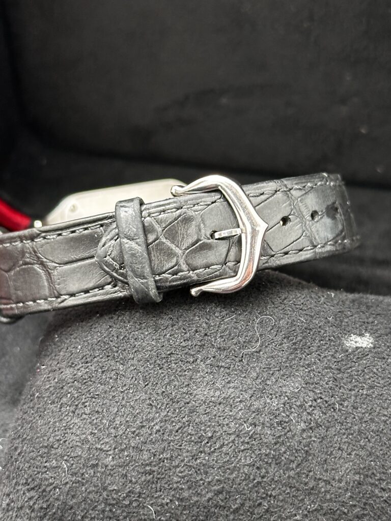 Cartier Santos Dumont leather buckle detail close up