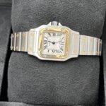 Cartier Santos Galbée white Roman dial close up