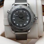 Omega Seamaster Diver 300M grey wave dial close up