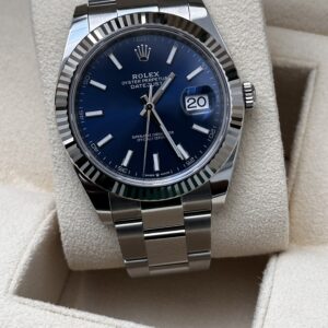 Rolex Datejust 41 blue baton dial Oyster bracelet