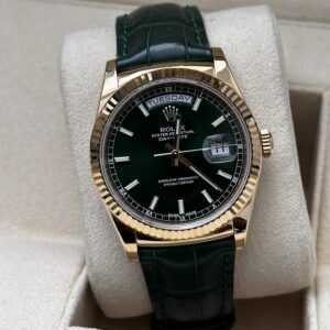 Rolex Day-Date 118138 green baton dial