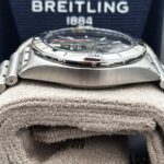 Breitling Chronomat green dial on presentation cushion