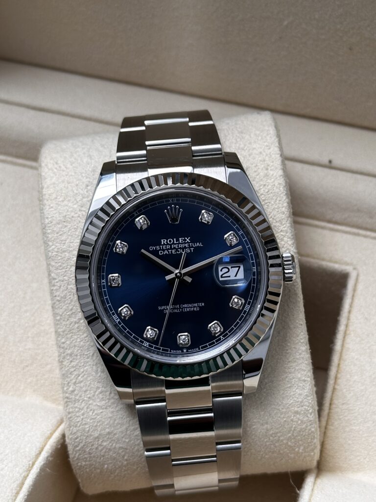 Rolex Datejust 41 blue dial diamonds