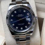 Rolex Datejust 41 blue diamond dial close up