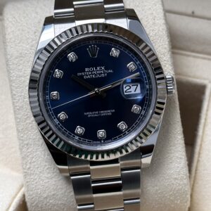 Rolex Datejust 41 blue diamond dial close up